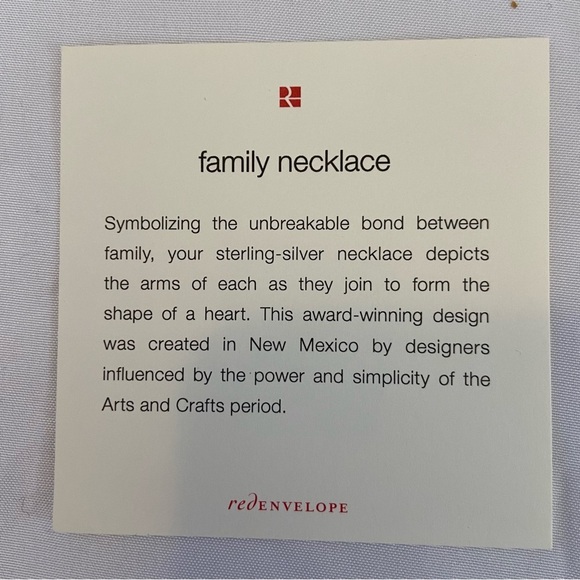 Red Envelope  Sterling Silver Family Necklace 18 inch chain New in Box - Picture 4 of 5